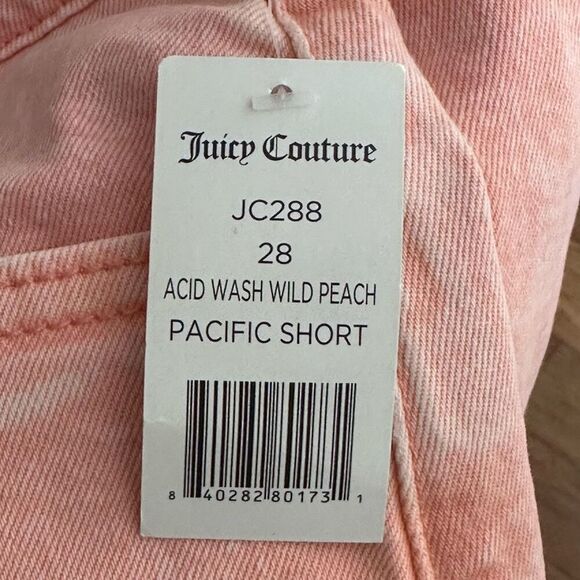Juicy Couture Acid Wash Wild Peach Pacific Short HR Shorts Size 28 - Picture 7 of 13
